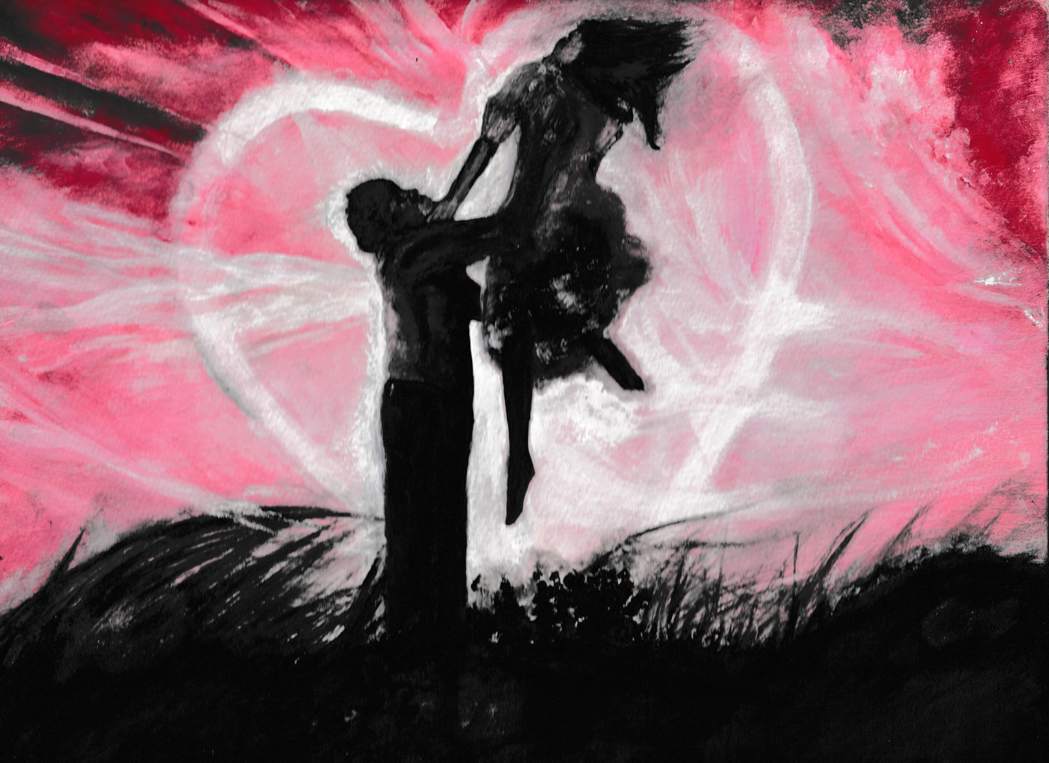 Colourful acrylic painting depicting love by Irish artist Rachel Hill.